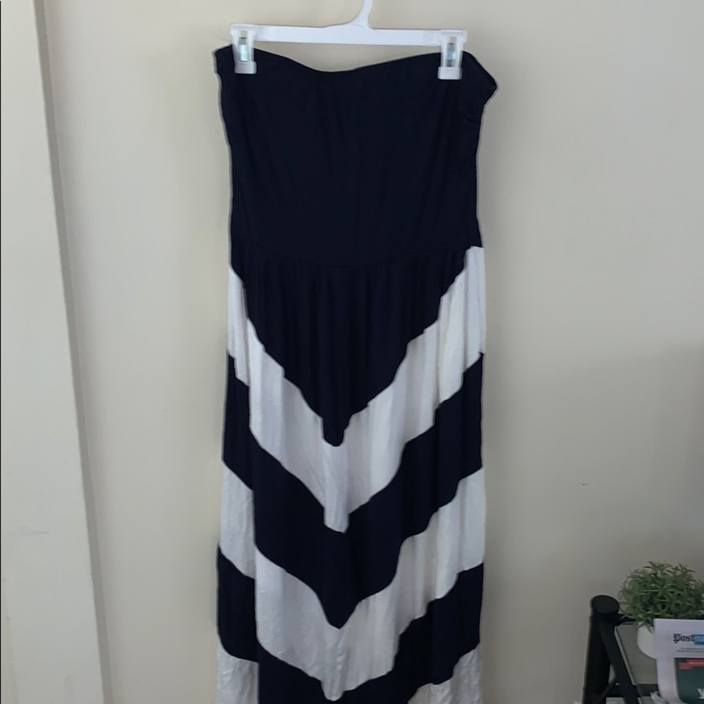 Navy blue and white maxi dress